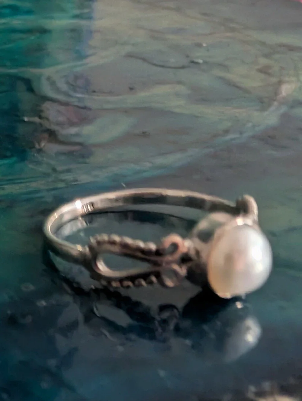 🆕 Sterling Silver Genuine Natural Pearl Ring Size 11.5